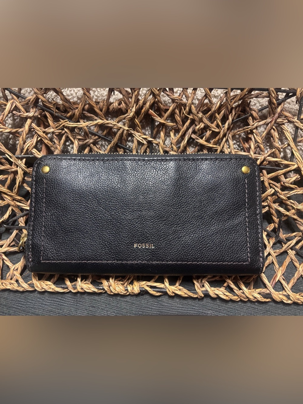 Fossil Leather Zip-Around Wallet